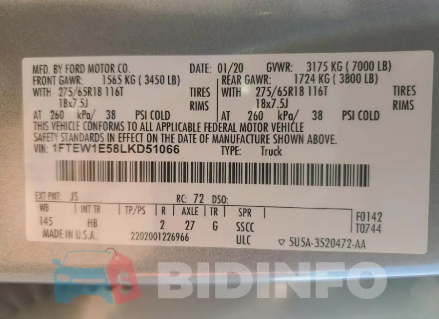 1FTEW1E58LKD51066 Photo# 13