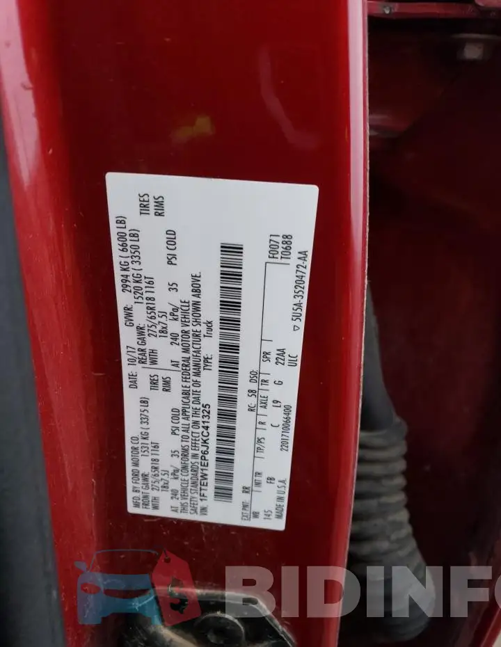 1FTEW1EP6JKC41325 Photo# 13