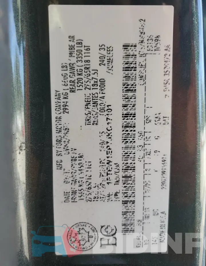 1FTEW1EP7JKC17101 Photo# 13