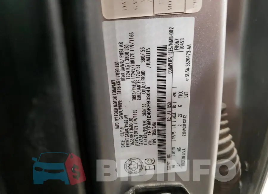 1FTFW1E40KFB38048 Photo# 12