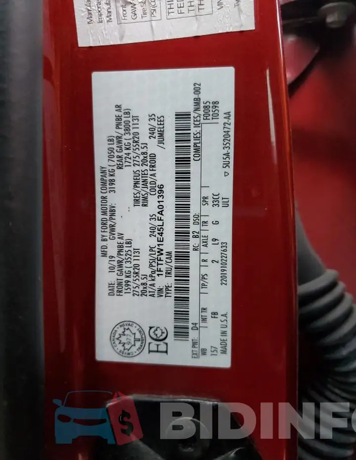 1FTFW1E45LFA01396 Photo# 12