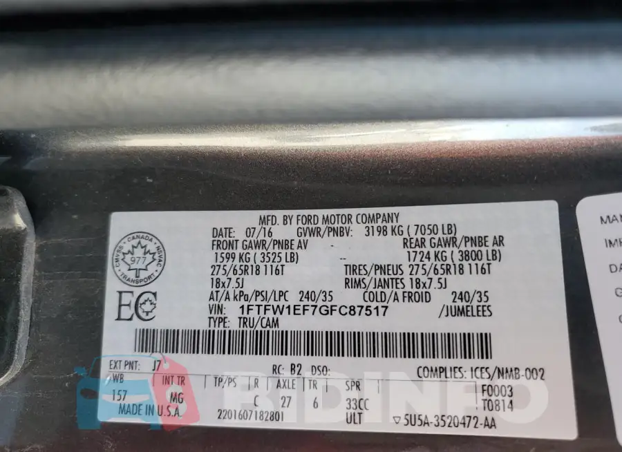 1FTFW1EF7GFC87517 Photo# 12