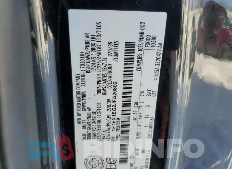 1FTFX1EG2JFA20802 Photo# 12