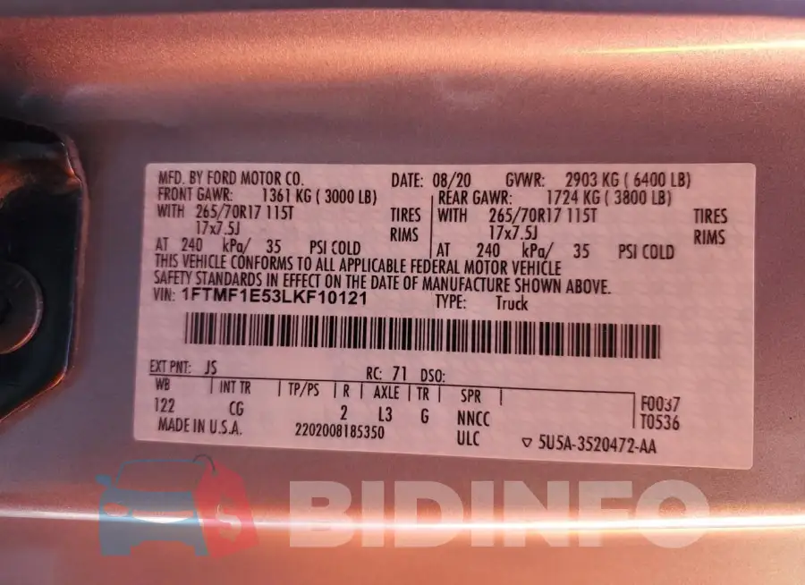 1FTMF1E53LKF10121 Photo# 13
