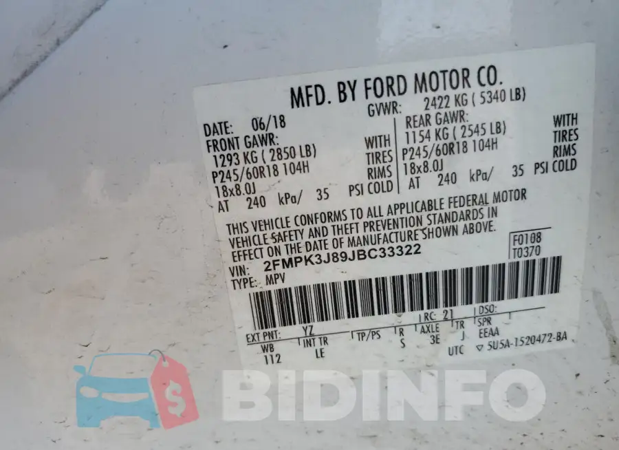 2FMPK3J89JBC33322 Photo# 14
