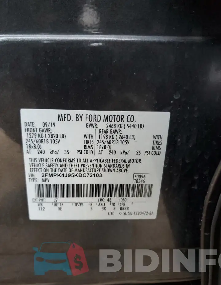 2FMPK4J95KBC72103 Photo# 13