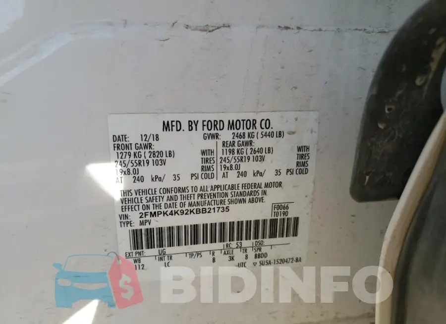 2FMPK4K92KBB21735 Photo# 13