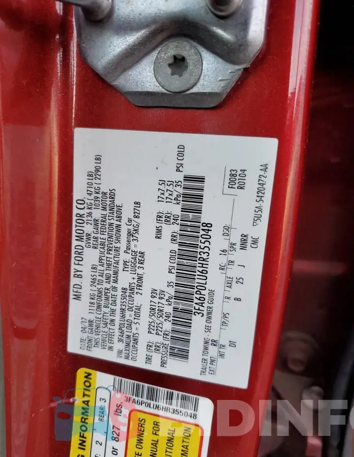 3FA6P0LU6HR355048 Photo# 12