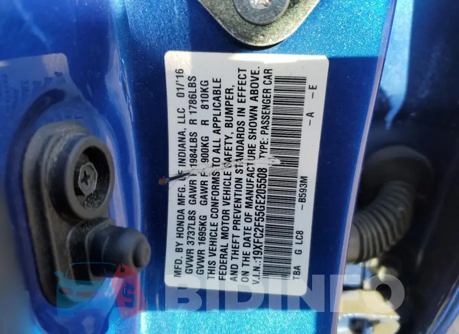 19XFC2F55GE205508 Photo# 12
