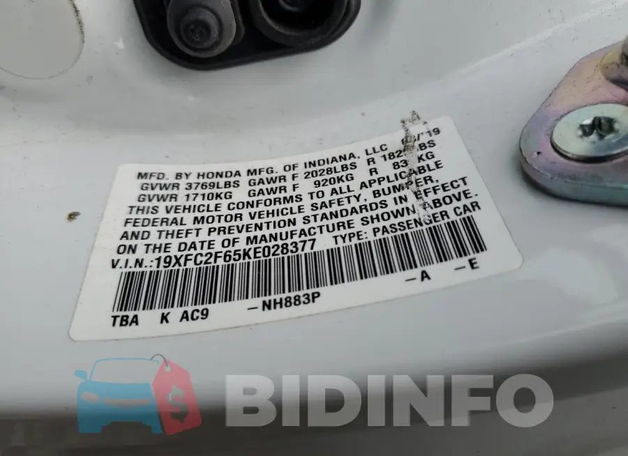19XFC2F65KE028377 Photo# 12