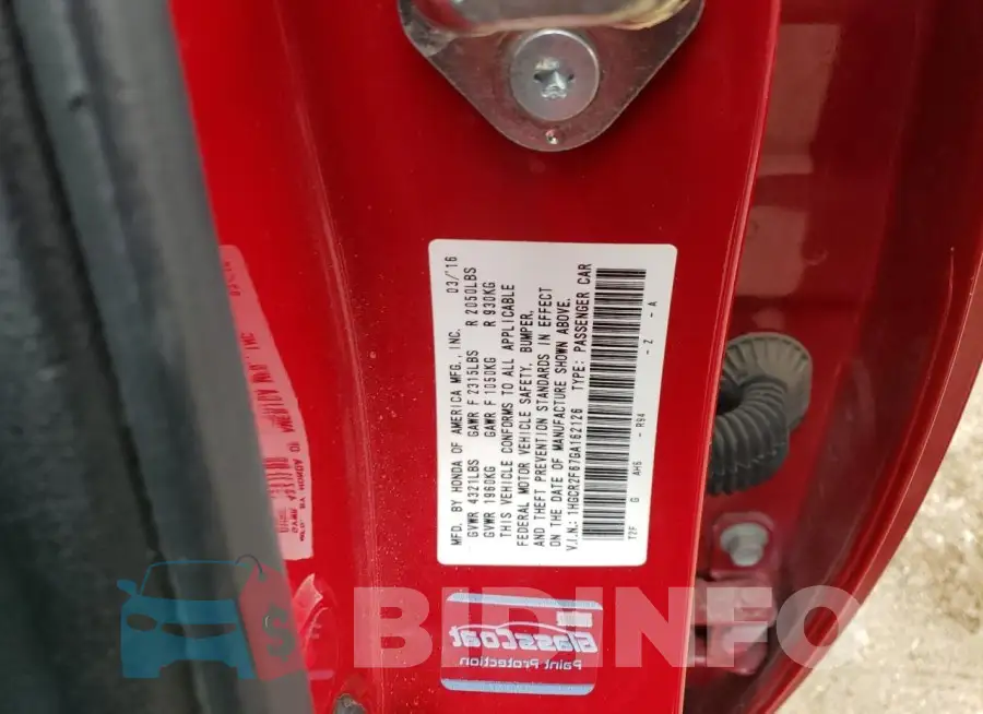 1HGCR2F67GA162126 Photo# 12