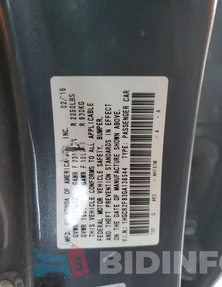 1HGCR2F83GA136544 Photo# 13
