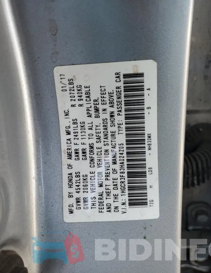 1HGCR3F83HA024205 Photo# 12