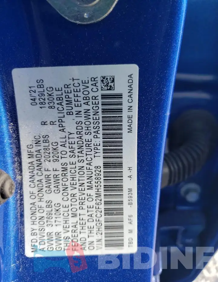 2HGFC2F62MH558928 Photo# 12