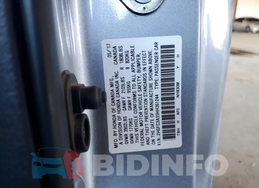2HGFC3A35HH361244 Photo# 12
