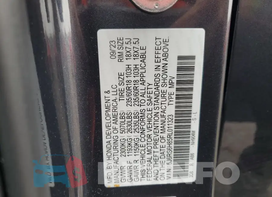 5J6RS6H85RL011323 Photo# 14