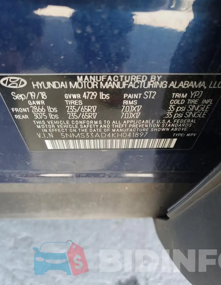 5NMS33AD4KH041897 Photo# 14