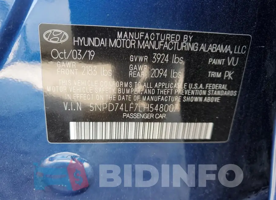 5NPD74LF7LH548007 Photo# 13