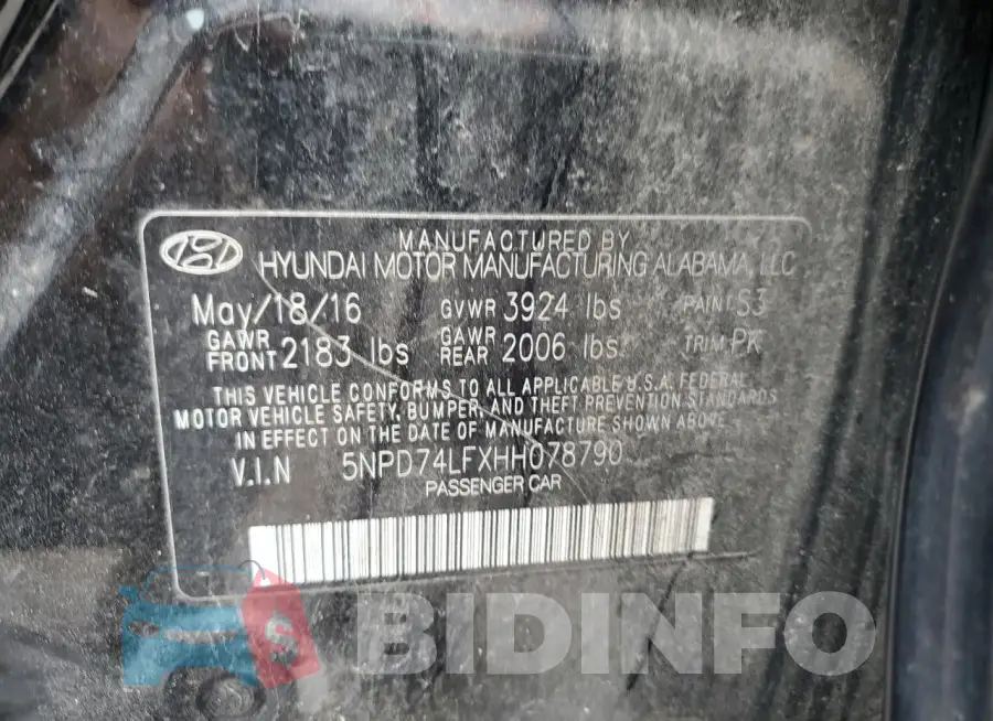 5NPD74LFXHH078790 Photo# 12
