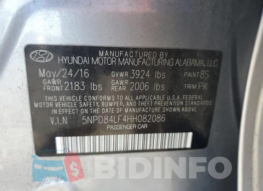 5NPD84LF4HH082086 Photo# 13