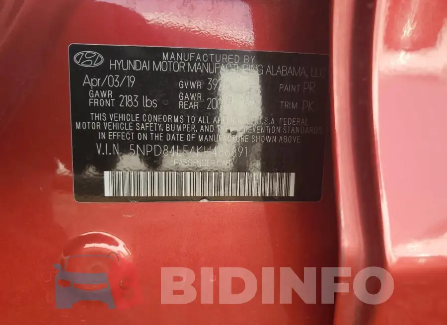 5NPD84LF4KH486691 Photo# 12