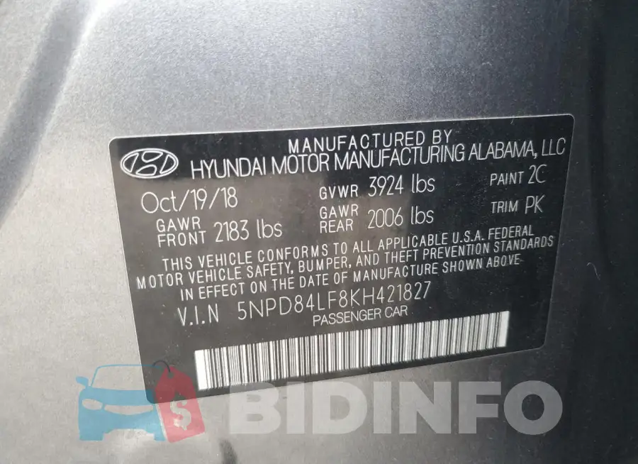 5NPD84LF8KH421827 Photo# 12