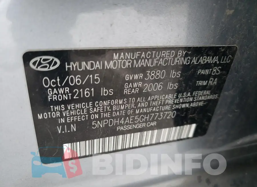 5NPDH4AE5GH773720 Photo# 12