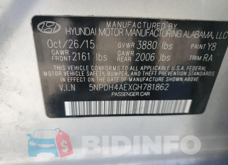 5NPDH4AEXGH781862 Photo# 12