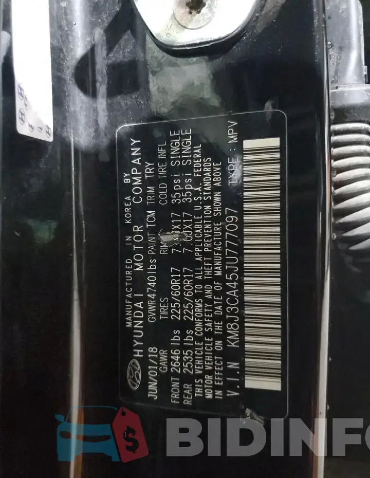 KM8J3CA45JU777097 Photo# 13