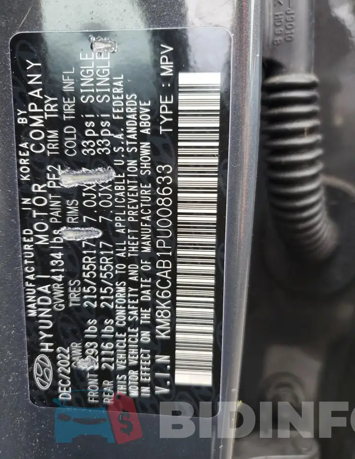 KM8K6CAB1PU008633 Photo# 13