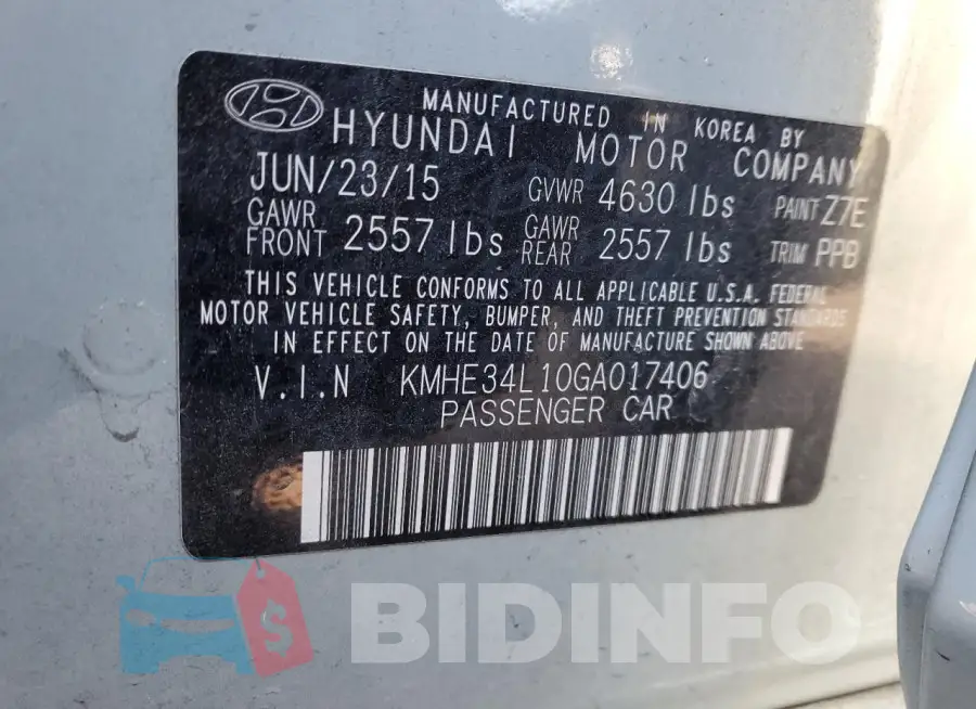 KMHE34L10GA017406 Photo# 12