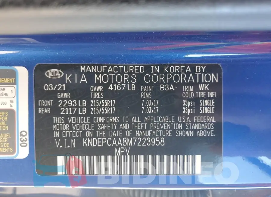 KNDEPCAA8M7223958 Photo# 13