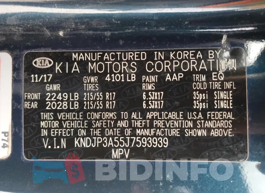 KNDJP3A55J7593939 Photo# 13