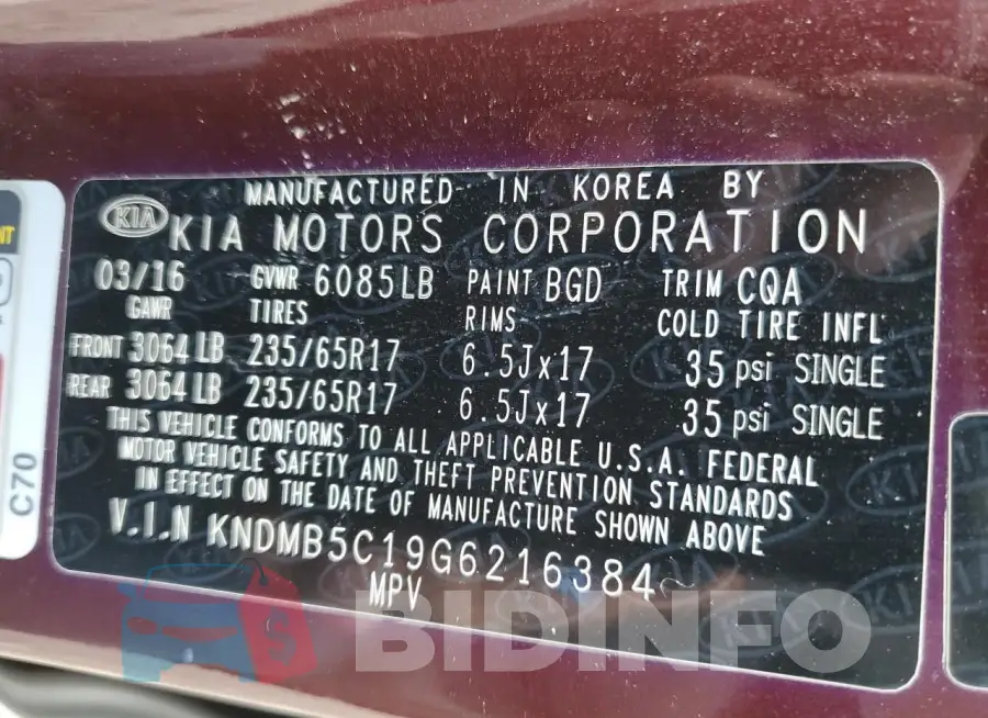 KNDMB5C19G6216384 Photo# 12