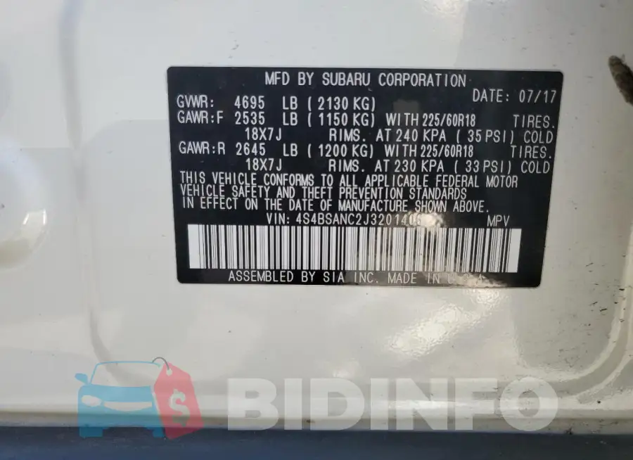 4S4BSANC2J3201406 Photo# 13