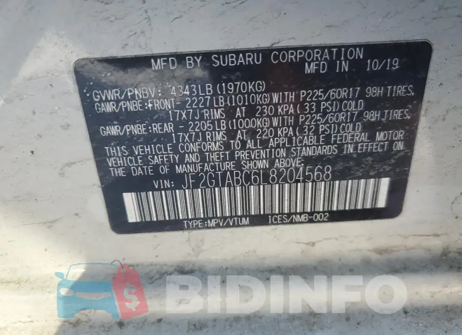 JF2GTABC6L8204568 Photo# 14