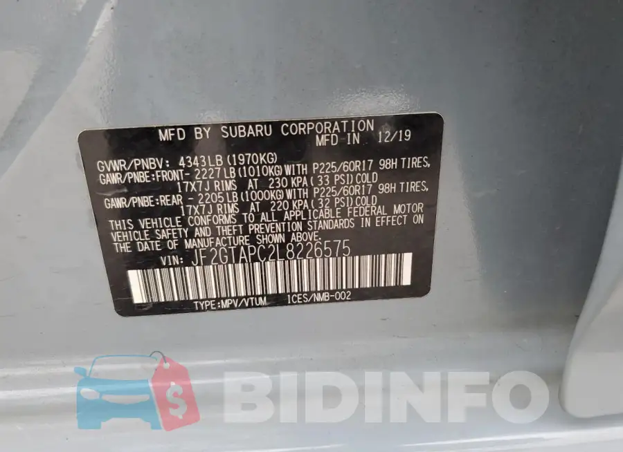 JF2GTAPC2L8226575 Photo# 13
