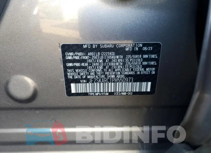 JF2SKARC1PH550973 Photo# 12