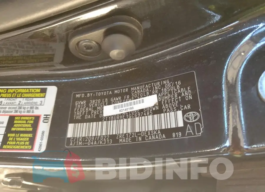 2T1BURHE1GC697485 Photo# 13