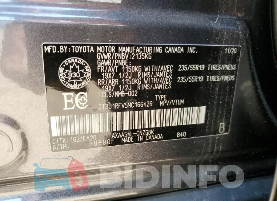 2T3D1RFV5MC166426 Photo# 13