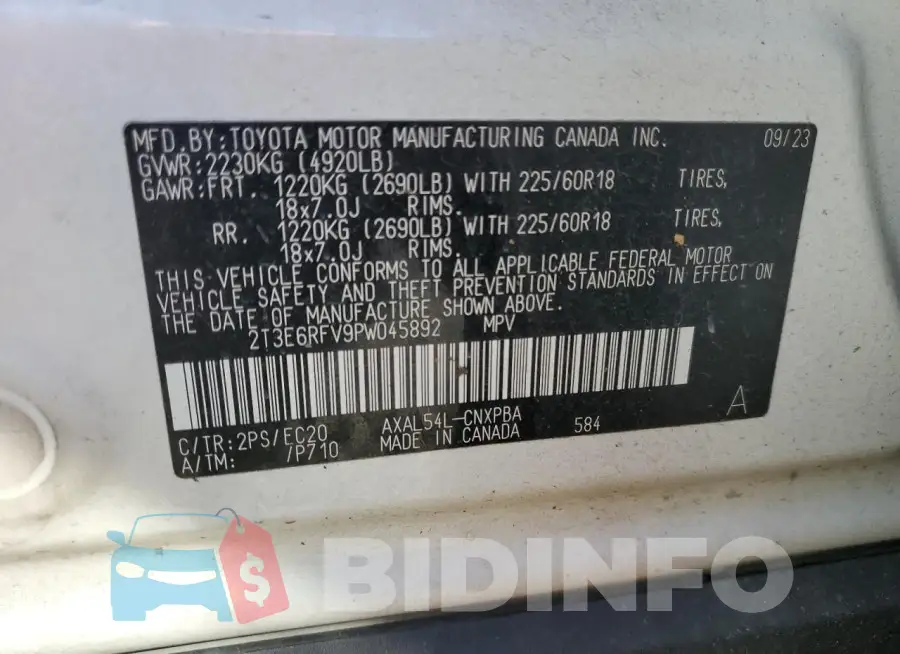2T3E6RFV9PW045892 Photo# 14