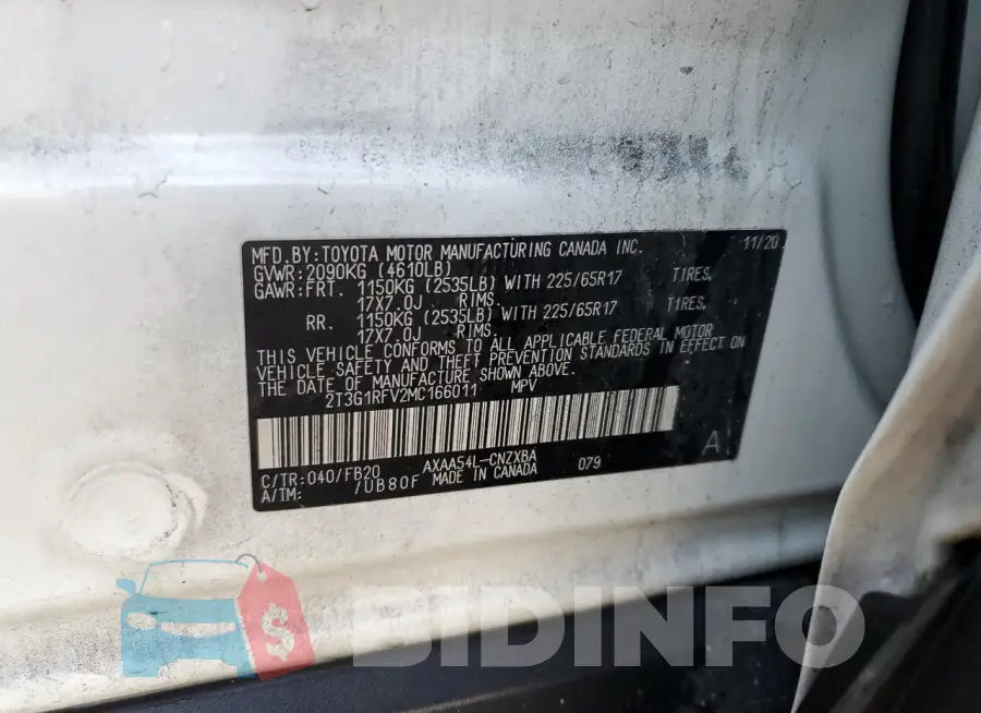 2T3G1RFV2MC166011 Photo# 13