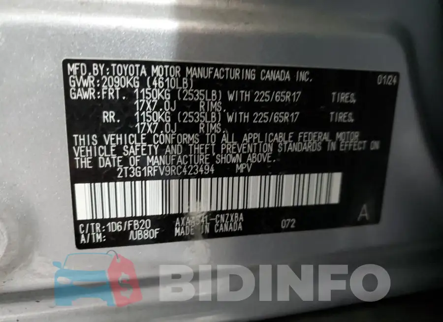 2T3G1RFV9RC423494 Photo# 13
