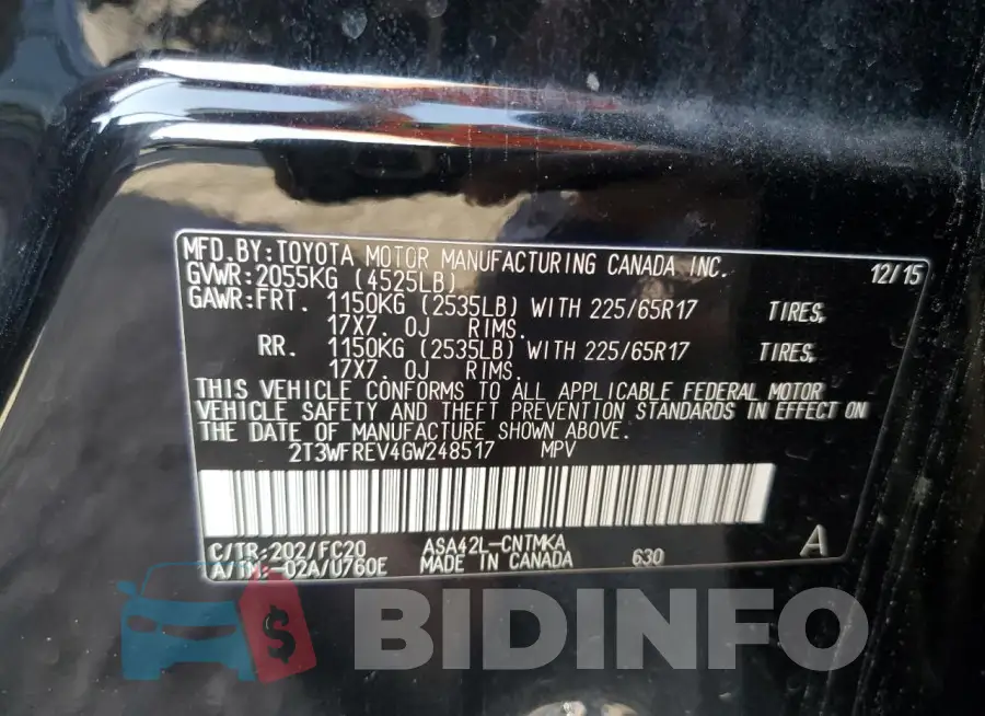 2T3WFREV4GW248517 Photo# 14
