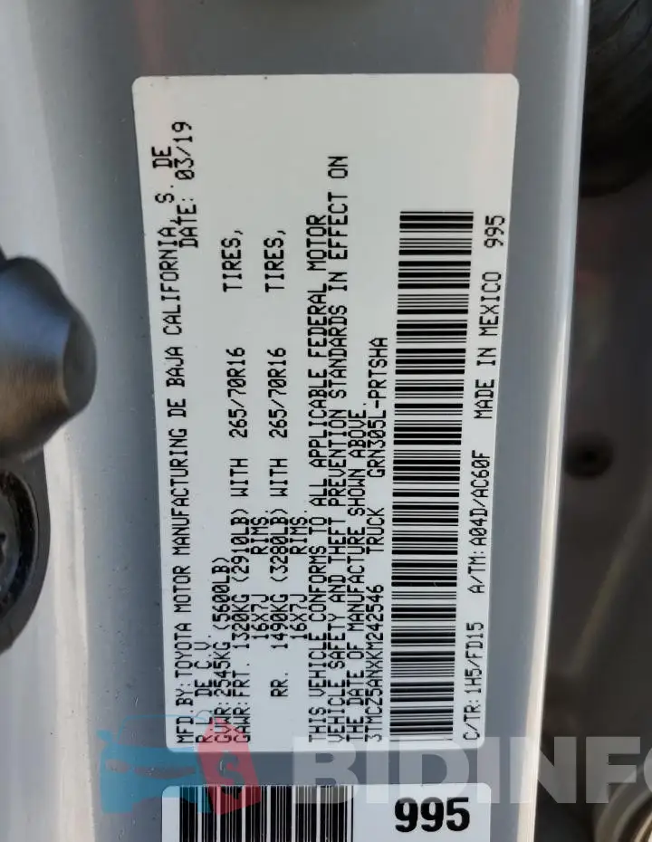 3TMCZ5ANXKM242546 Photo# 13
