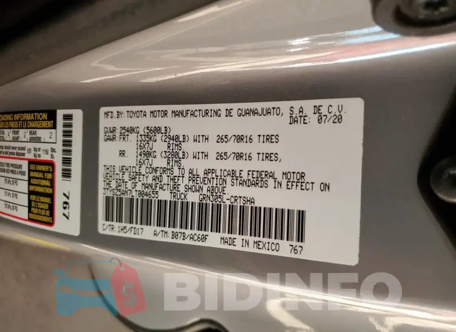 3TYSZ5AN7LT004655 Photo# 12