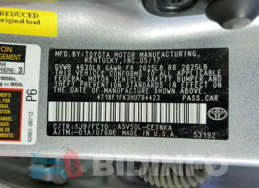 4T1BF1FK3HU784423 Photo# 12