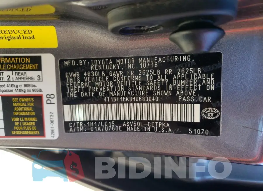 4T1BF1FK8HU683040 Photo# 13