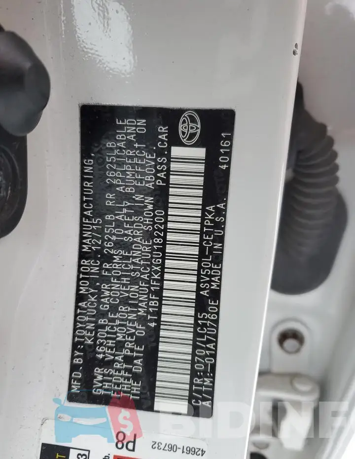 4T1BF1FKXGU182200 Photo# 12