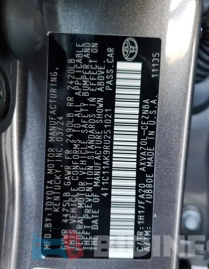 4T1C11AK9RU251021 Photo# 12